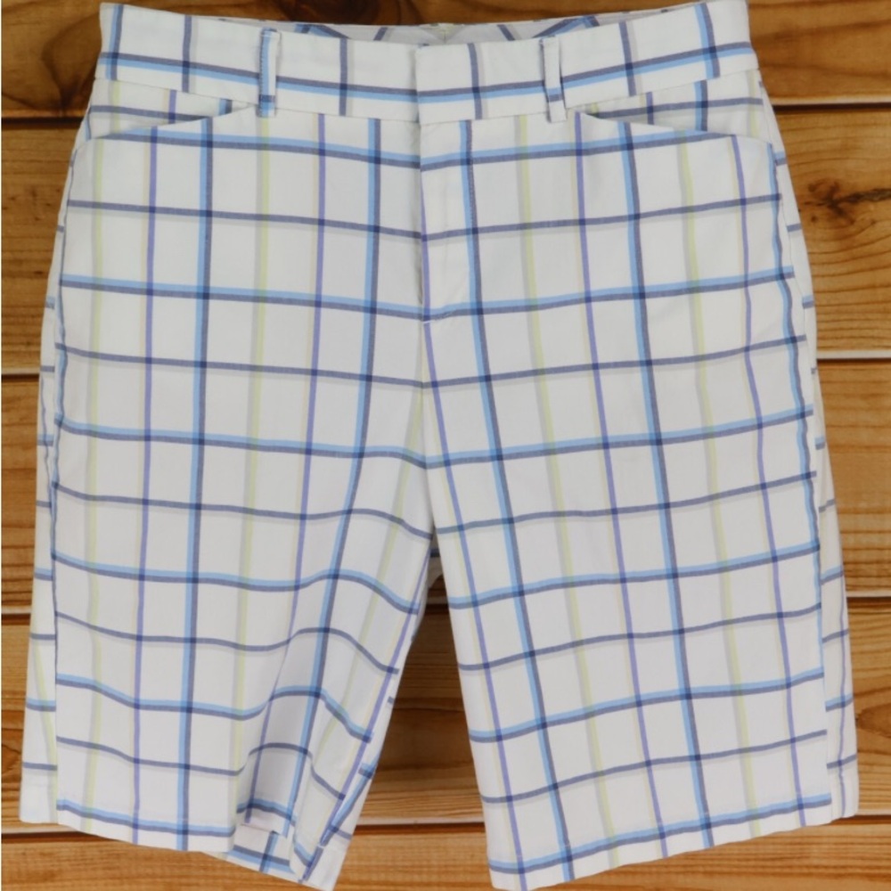 DOCKERS Metro Bermuda Y2K Shorts Womens 12 White NWT Plaid Cotton Preppy Golf